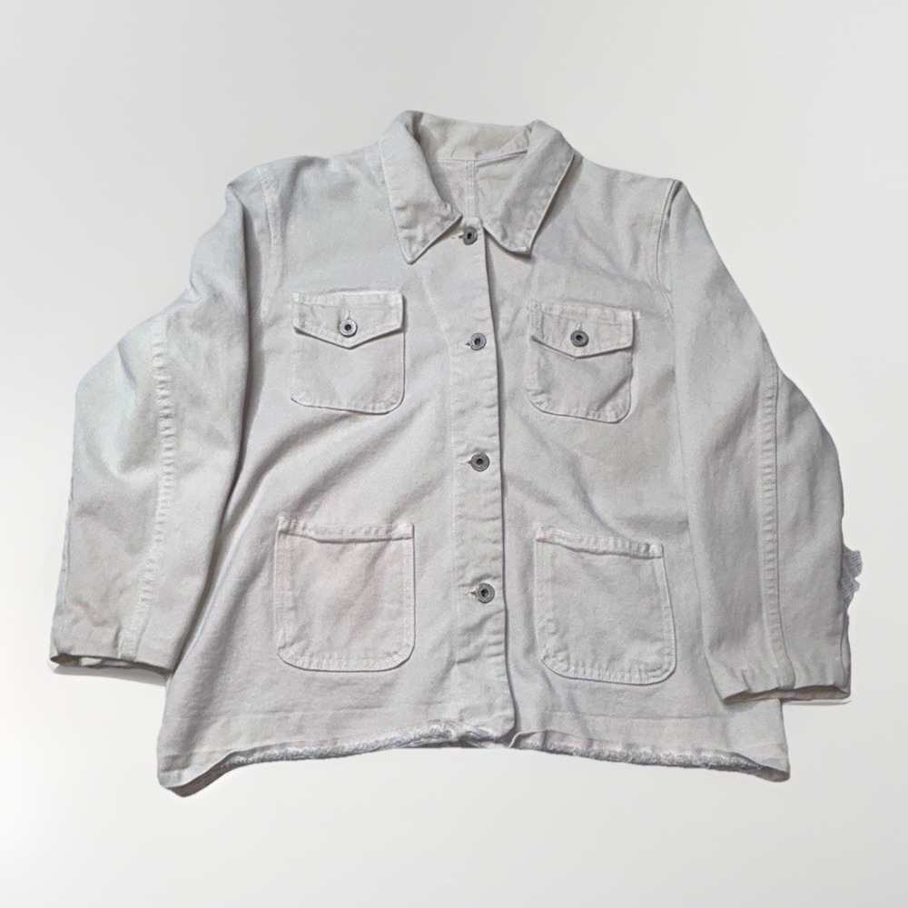Vintage For Joseph Women's Utility Chore Jacket Tencel Cotton Khaki Made USA M